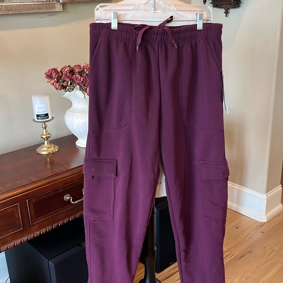 Sweatpants Climate Concepts Maroon Cargo Maroon Fleece Lined Mens Medium - Picture 5 of 16